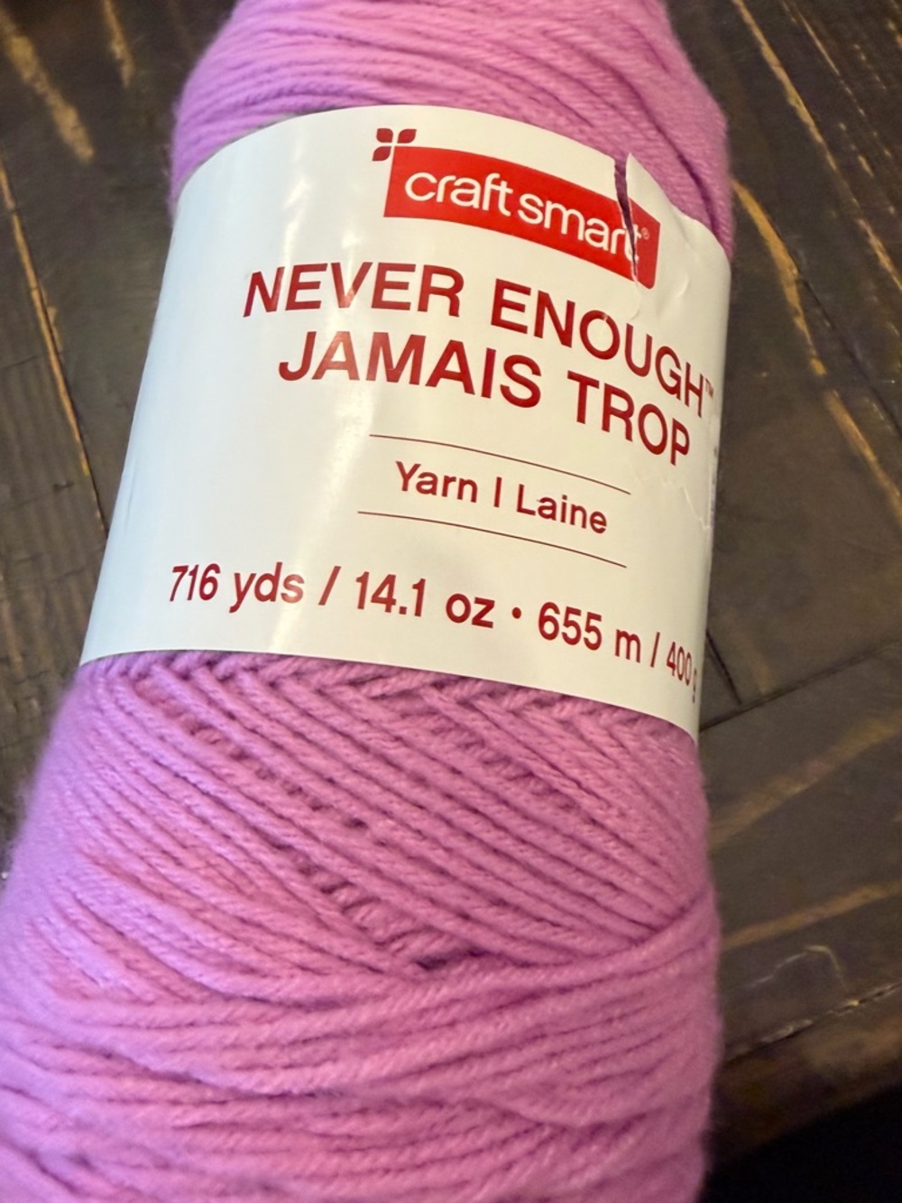Never Enough Craft‎ Smart Fuchsia Purplish-Pink Yarn Knit Crochet  14.1 Oz NEW
